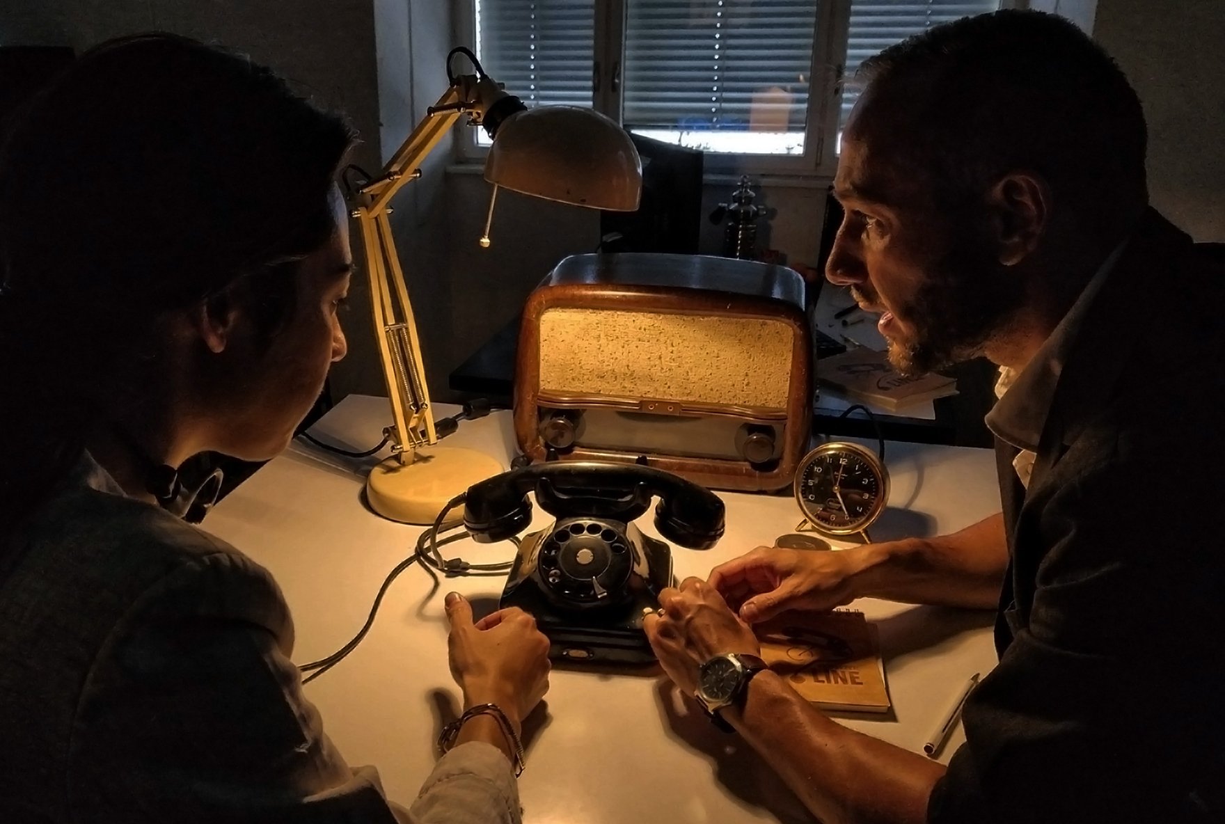 Player using the telephone